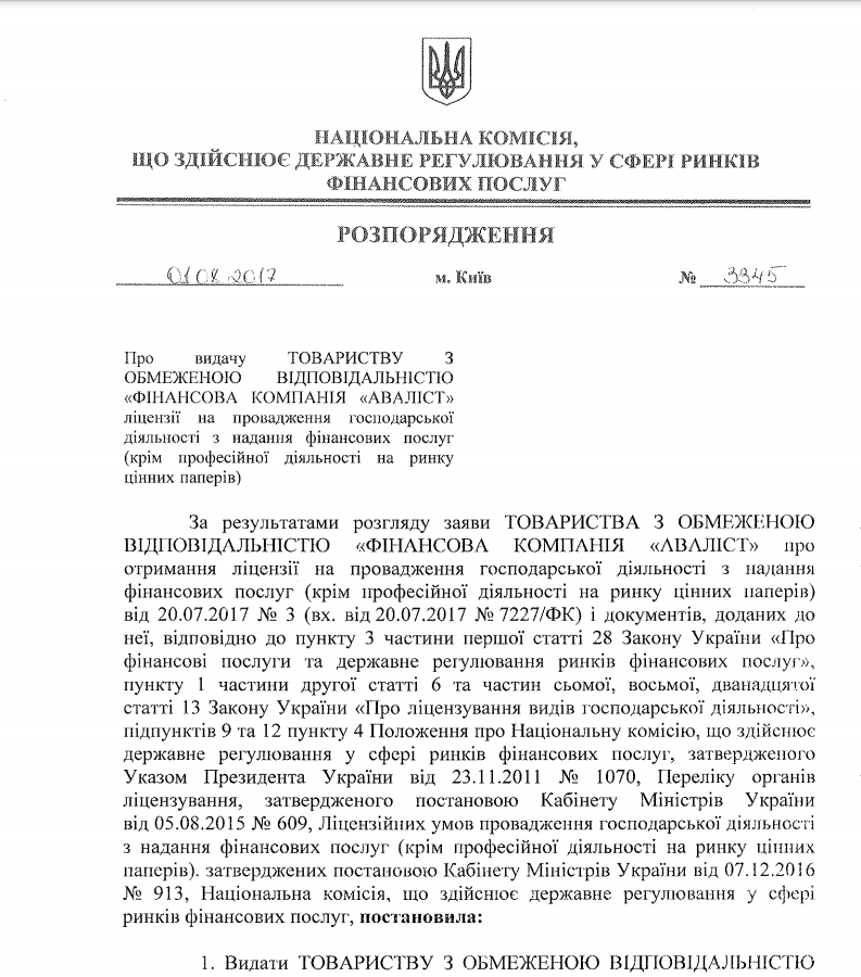 Розпорядження № 3345