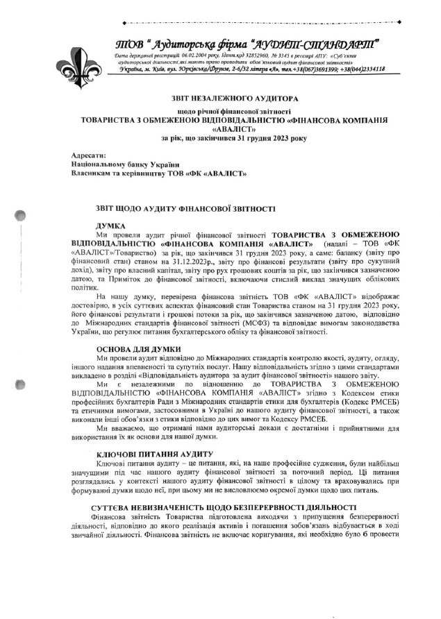 Аудиторський звіт за 2023 рік